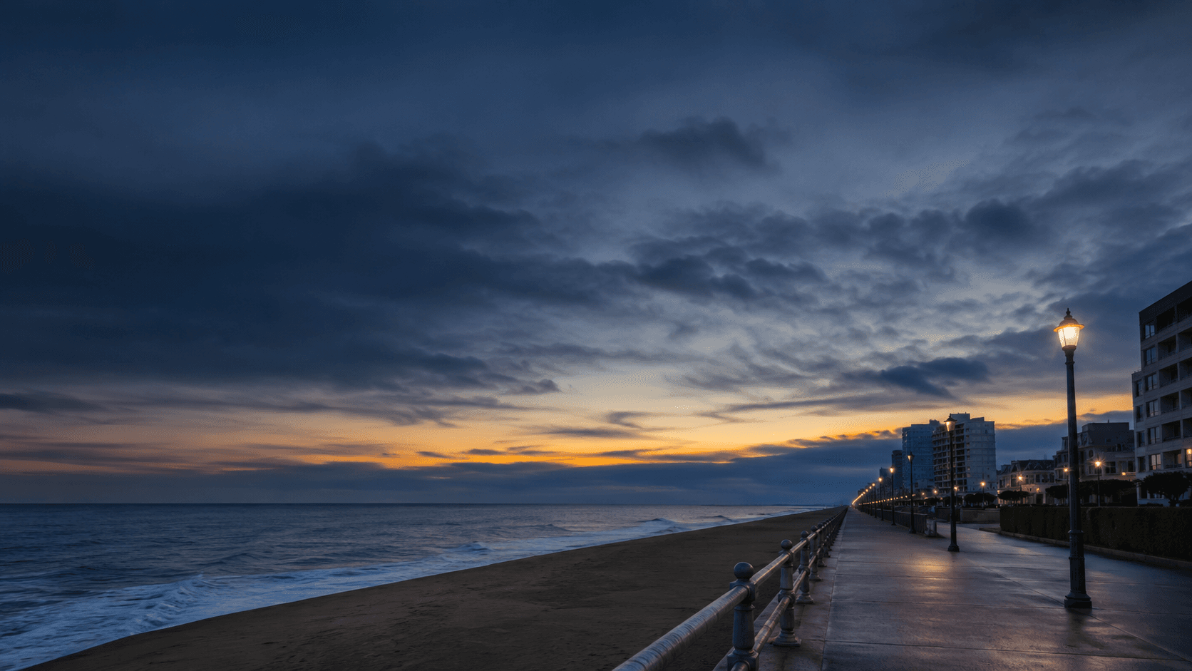 Virginia Beach coastline at dusk