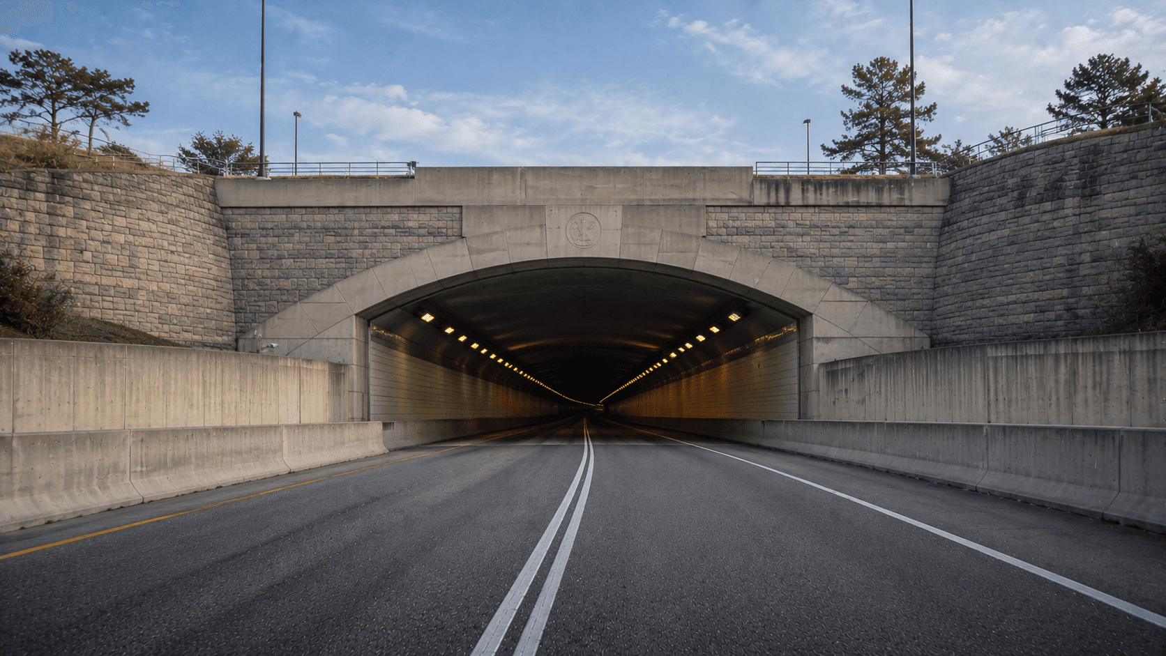 A highway tunnel entrance in Portsmouth, Virginia, connecting the city to Norfolk
