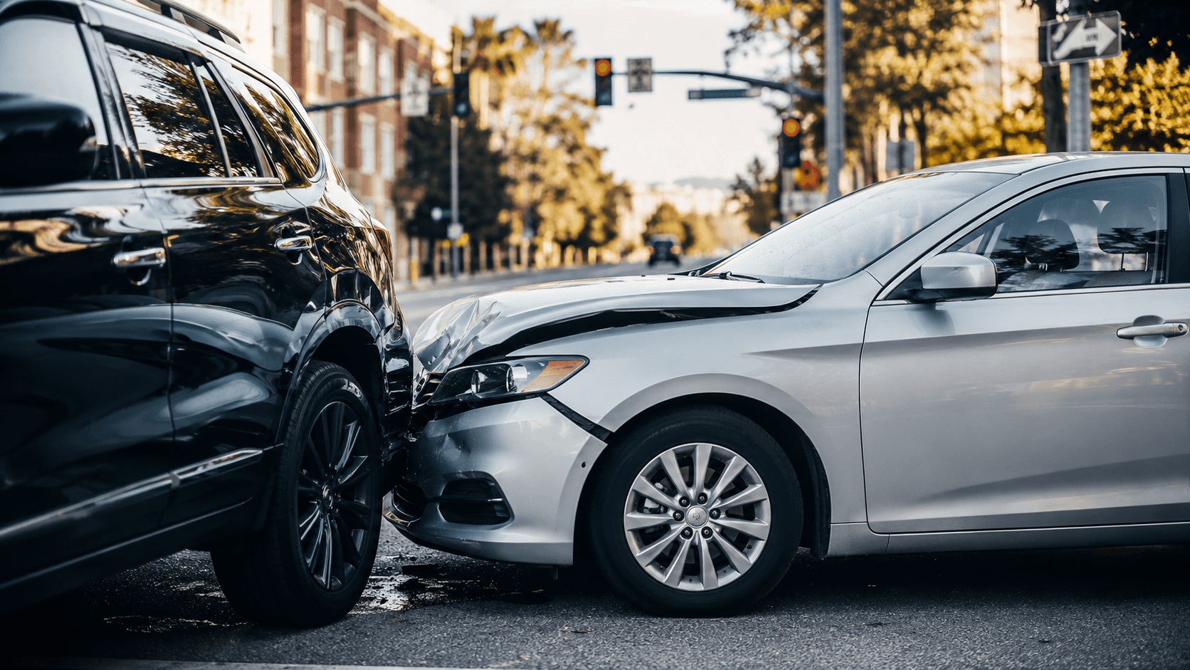 Car crash scene on a Virginia Beach road